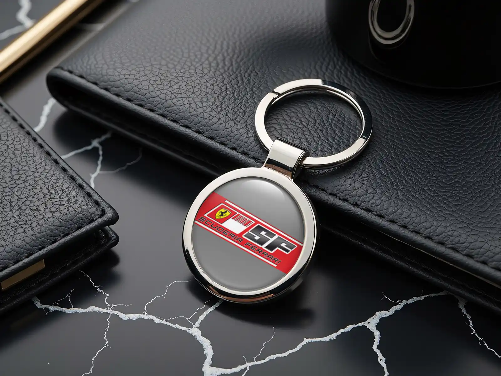 Ferrari Porte-clés Photo Alliage Bombé Métal